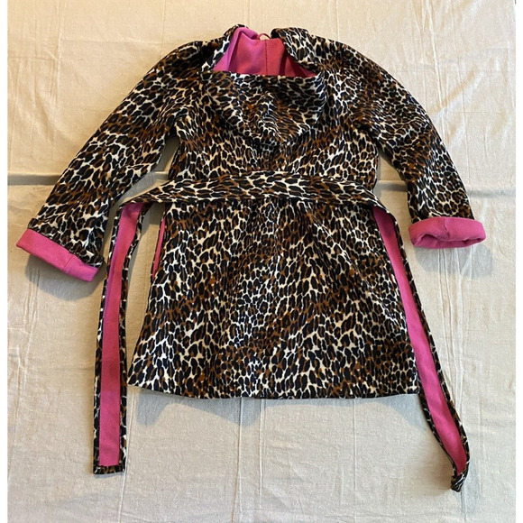 BETSEY JOHNSON Fleece Robe Womens S Small Leopard Print w Belt & Hood Soft Robe - Picture 5 of 16